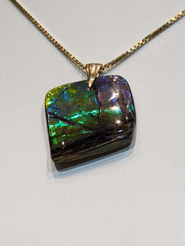 Ammolite Freeform Pendant that is 30x35mm PN E2123C