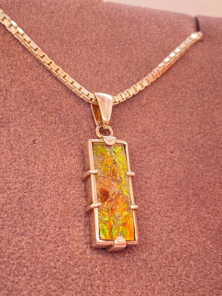 Ammolite Pendant the is 10x20mm Rectangle PN E00424R